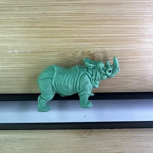 Unbranded Green Rhinoceros 2.75 Long Plastic Animal Toy Figure Vintage Oldschool - Picture 1 of 4