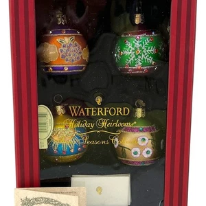 Waterford Crystal Holiday Heirlooms Ornament PLACE CARD HOLDER 4 Seasons + Cards - Picture 1 of 10