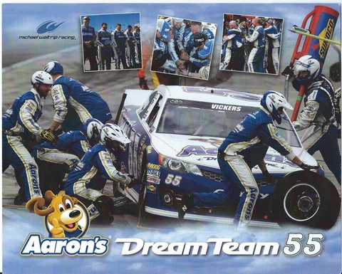 2013 BRIAN VICKERS "AARON'S DREAM TEAM" PIT CREW NASCAR POSTCARD Cover