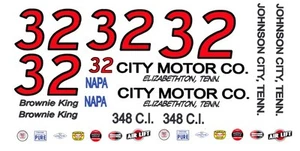 #32 Brownie King City Motors '58-60 1/24th - 1/25th Maßstab Wasserrutsche Aufkleber - Bild 1 von 3