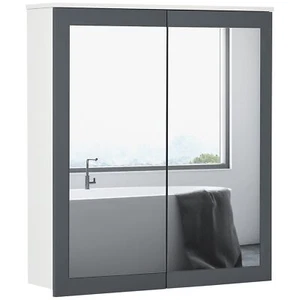 Bathroom Medicine Cabinet Wall Mount with Mirror Double Door Adjustable Shelves - Picture 1 of 11