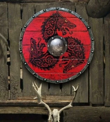 Viking Wooden Shield Round Dragon Warrior 24 Battle Larp Armor Cosplay - Image 1 of 4