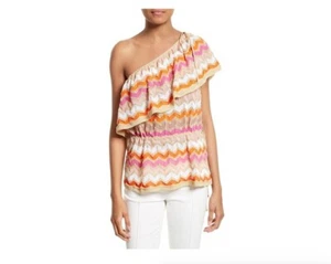 M MISSONI Metallic Knit Ruffle Detail One Shoulder Top Size 44 - Picture 1 of 5