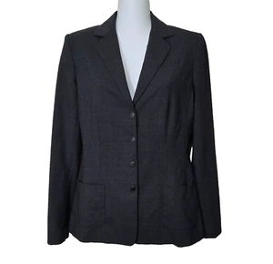 Elie Tahari Blazer Jacket Womens 4 Charcoal Gray 4 Snap Front Wool Blend Suit - Picture 1 of 14