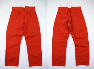 90s Vintage 1999 French Buckle Back Orange Sailor/Work Style Pants Size 44 - Picture 1 of 17