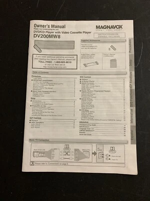 Magnavox DV200MW8 DVD/VCP Combo OEM Manual Only Owner Operators Instructions - Image 1 of 2