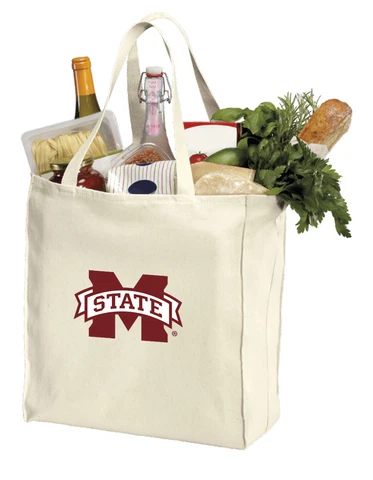 Mississippi State University Cotton Canvas Shopping Grocery Bag Cover