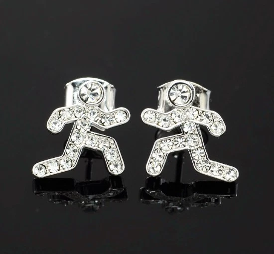 Runners Earrings Made With  Swarovski Crystal Runner Color Charm Jewelry - Imagem 1 de 2