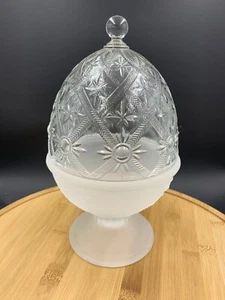 Vintage L E SMITH Glass "Alexandria" Candy Dish w/ Lid Easter-Clear & Frosted - Picture 1 of 8
