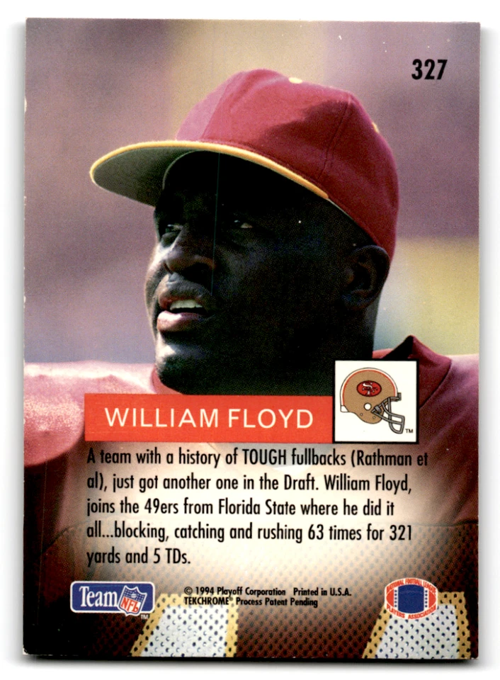 1994 Playoff #327 William Floyd NM-MT RC Rookie 49ers ID:68165 - Image 1 of 1