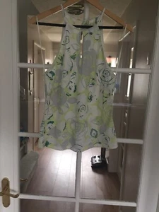 Wallis Floral Lime Grey/white/grey Summer Top Size 10 Linen Mix - Picture 1 of 6