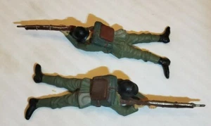 2 VINTAGE COMPOSITE ELASTOLIN,GERMANY. SWISS MILITARY FIGURES- PRONE RIFLEMEN - Picture 1 of 12