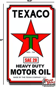 27"x16,5" TEXACO GROSSER SCHMIERSTOFF SEITENAUFKLEBER GAS- UND ÖLPUMPE SCHILD AUFKLEBER - Bild 1 von 1