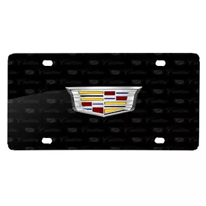 Cadillac Crest Logo 3D su Logo Modello Targa Alluminio Nero - Foto 1 di 6