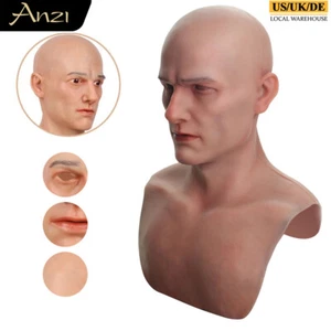 Anzi Realistic Silicone Face Mask Bell Youth Man Head Mask for Halloween Cosplay - Picture 1 of 12