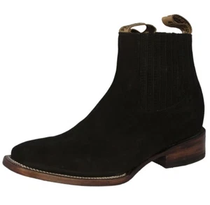 Damen Schwarz Chelsea Stiefeletten Leder Western Elegant Botas Vaquera Rancho - Bild 1 von 5
