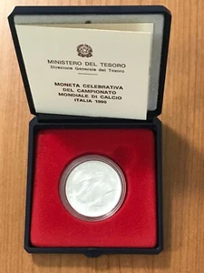 ITALIA 500 LIRE 1990 CAMPIONATO MONDIALE DI CALCIO ARGENTO SILVER UNC in Box FDC - Picture 1 of 4