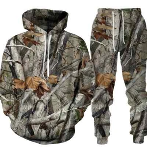 3D Druck Hoodies Anzug Camouflage Pflanze Tier Herren Freizeit Trainingsanzug 2-teiliges Set - Bild 1 von 37