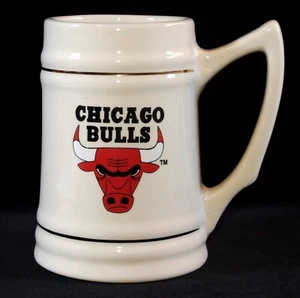 Chicago Bulls Ceramic Stein or Mug White with Gold Trim Decorative - Picture 1 of 10