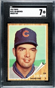 SGC 7 - 1962 Topps #191 Jim Brewer (Green Tint) Chicago Cubs - Bild 1 von 2