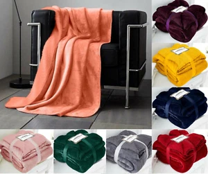 FLANNEL SHERPA Sofa Bed Throw SuperSoft Warm & Cosy Fleece Blanket Double King - Picture 1 of 27