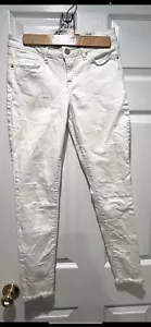 William Rast weißer Stern Gr. 26 Skinny knöchelbeschnitten roher Saum Stretch Jeans Hose - Bild 1 von 11