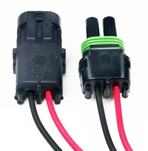 GM/Delphi 2-Wire Weather Pack Connector Kit 18-GA Assembled with 8" Harness - Picture 1 of 4