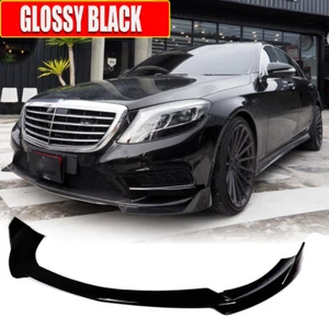 For Benz W222 S400 S550 S600 Sport 2014-17 Glossy Black Front Bumper Lip BODYKIT - Bild 1 von 10