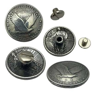 4er Pack Eagle Patriotic Quarter Dollar Screw Back Conchos - 3/4" - Bild 1 von 5
