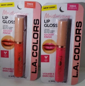 2 Type L.A. Colors Moisturizing Lip Gloss CORAL CRUSH #645 & PARADISE PINK #646 - Picture 1 of 1