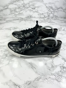 Armani Jeans Trainers Sneakers Women's Size UK 6.5 Black Leather Lace Up Shoes - Picture 1 of 13