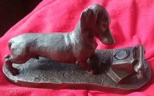 Jean Spouse Cold Cast Bronze Dachshund And Telephone Signed Sculpture - Picture 1 of 19