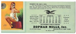 1946 Blotter Zophar Mills Inc Brooklyn NY With Pinup Girl With Just A Towel - Picture 1 of 4