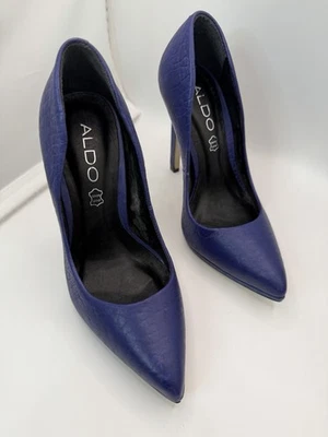 Tacones de aguja Aldo Kristina cuero genuino para mujer talla 6 azul punta City Girl Foto 1 de 4