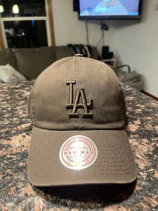 LA Dodgers Mitchell & Ness Dad Hat Fit Brown Adjustable Strapback Hat Cap - Picture 1 of 5