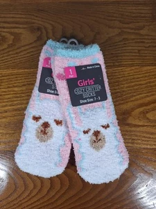 Girl's Cozy Critter Socks Pink Llama Size 7-3, 2 Pair - Picture 1 of 4