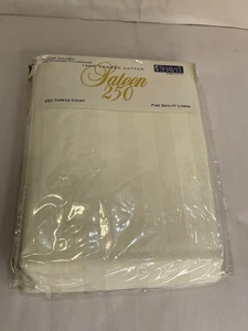 Vtg Sateen Standard Pillowcase Pair Cream Stripe Org Packaging - Picture 1 of 5