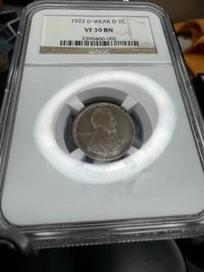 1922-D Lincoln Cent Wheat Penny NGC VF30 VF 30 Weak D Tough Better Date - Picture 1 of 3