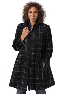 Женщина в плюс размер флис качели воронка шеи пальто - Изображение 1 из 4