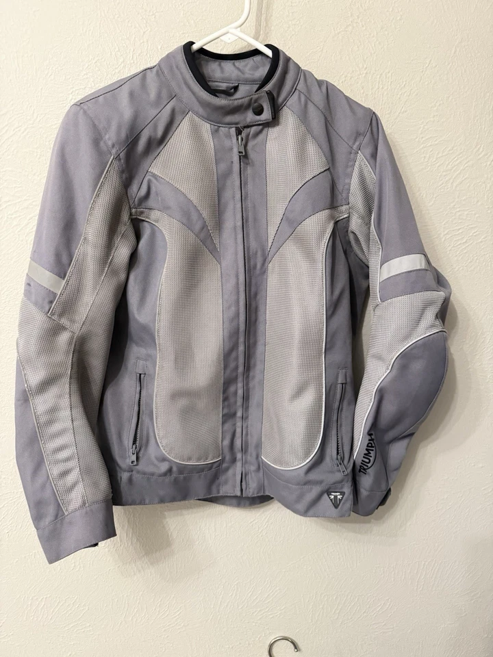 Triumph Padded Armored Motorcycle Jacket size S gray - Image 1 of 4