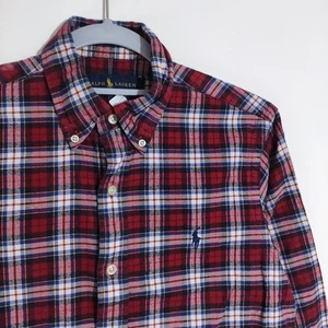 Camicia a quadri Ralph Lauren XS rossa bianca blu gialla quadri Oxford logo pony - Foto 1 di 12