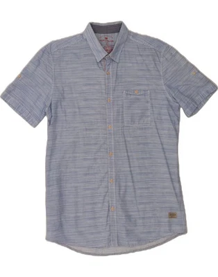TOM TAILOR Mens Short Sleeve Shirt Large Blue Striped Cotton AZ08 - Image 1 of 3