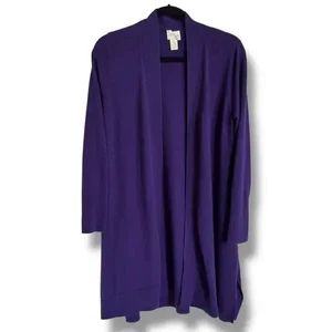 Chico's Purple Women's Open Longline Cardigan Top SZ 2 or L EXCELLENT - Picture 1 of 3