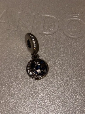 Auténtico Pandora I Love You To The Moon And Back SS Azul Esmalte Circonita cúbica Cuelga Dije Foto 1 de 4