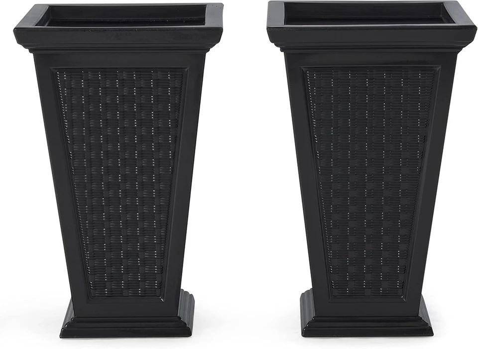 Maceta con patrón de mimbre (paquete de 2) - Juego de 2 macetas grandes para porco Foto 1 de 4