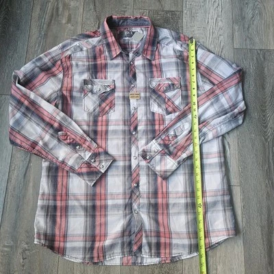 BKE Shirt Men's Red Black Plaid Athletic Pearl Snap Western Cowboy Shirt XXL(B27 - Image 1 of 4