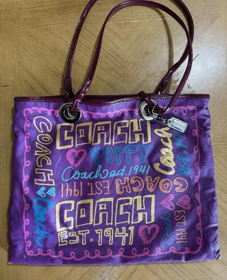 Bolso de mano Coach Poppy Evie vintage raro púrpura  Foto 1 de 4