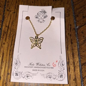 New NECKLACE American Girl Type 18” Doll Kate Webster 6” Goldtone Butterfly - Picture 1 of 6