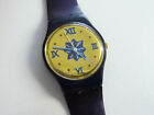 Vintage Swatch Wrist Watch; Small Size; Gold Analogue Dial; Blue Rubber Strap