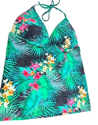 Винтажный с бретелью через шею танкини плавать верхний остров Summer гавайский прибрежный девочка Y2K женщин XL - Изображение 1 из 4